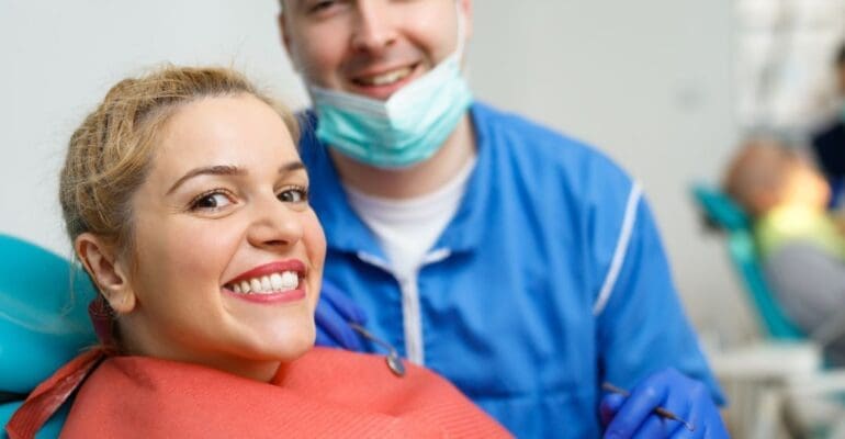 dental exams | patient with dental hygienist